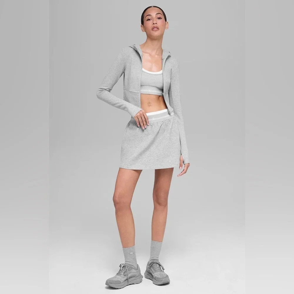 Alo Yoga Sway Full Zip Hoodie Athletic Heather Grey S